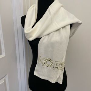 Michael Kors Cream Ivory Off White Gold Studded Logo Scarf MK NWT